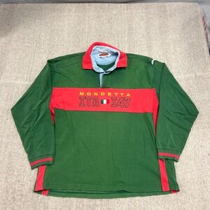 Vintage Mondetta Polo Shirt Mens XL Green 1990s Italy Rugby Sport